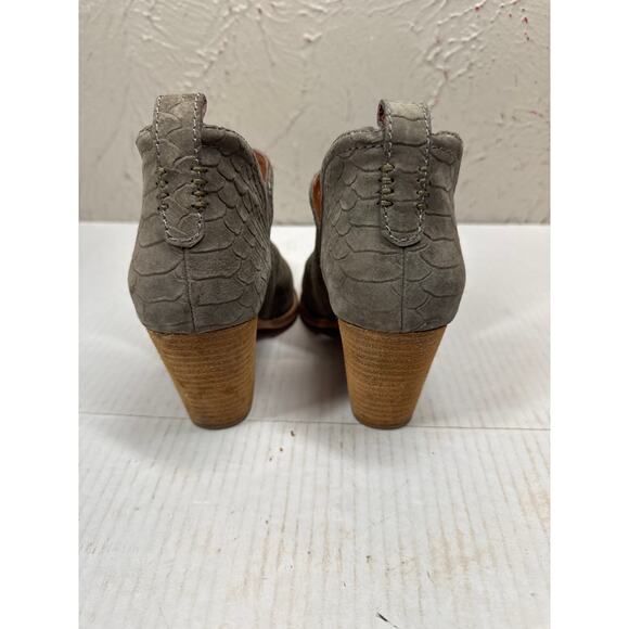 Jeffrey Campbell Rosee Round Toe Leather Ankle Boots in Green Croc Size 8 - Picture 3 of 7